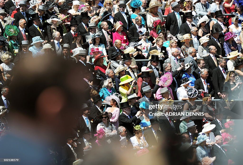 Racegoers gather in the Royal Enclosure