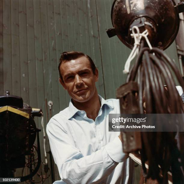 Scottish actor Sean Connery on the set of the James Bond film 'From Russia With Love', October 1963.