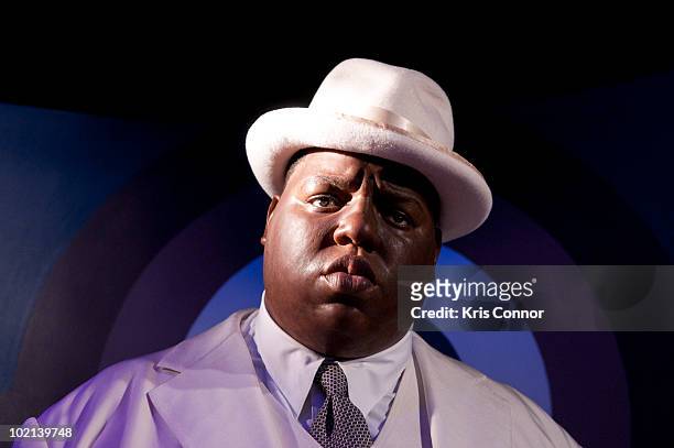 Notorious B.I.G. Wax figure is unveiled at Madame Tussauds on June 16, 2010 in Washington, DC.