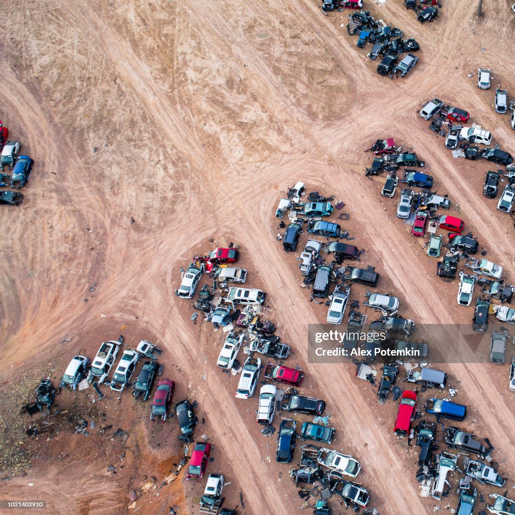 The junkyard - old cars going to be dissassembled and recicled