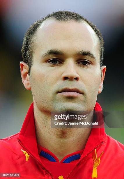 Andres Iniesta of Spain ahead of the 2010 FIFA World Cup South Africa Group H match between Spain and Switzerland at Durban Stadium on June 16, 2010...