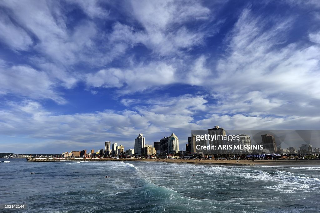 A view of the beach of Durban on 16 June