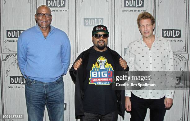 Clyde Drexler, Ice Cube and Jeff Kwatinetz attend the Build Series to discuss "Big 3 Second Season" at Build Studio on August 22, 2018 in New York...