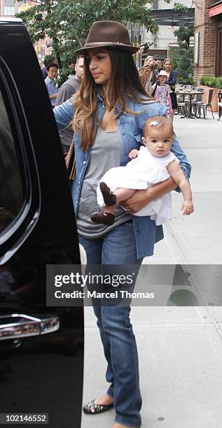 Camila Alves and daughter Vida McConaughey sighting in Tibeca on June 16, 2010 in New York.