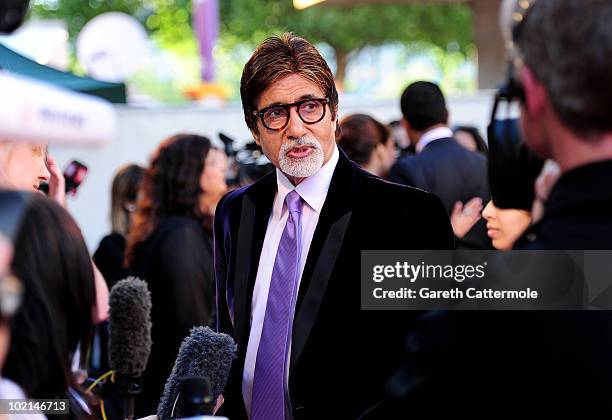 Amitabh Bachchan arrives at the World Premiere of Raavan at the BFI Southbank on June 16, 2010 in London, England.