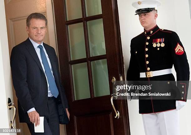 British Petroleum Chairman Carl-Henric Svanberg leaves the West Wing of the White House June 16, 2010 in Washington, DC. British Petroleum Chairman...