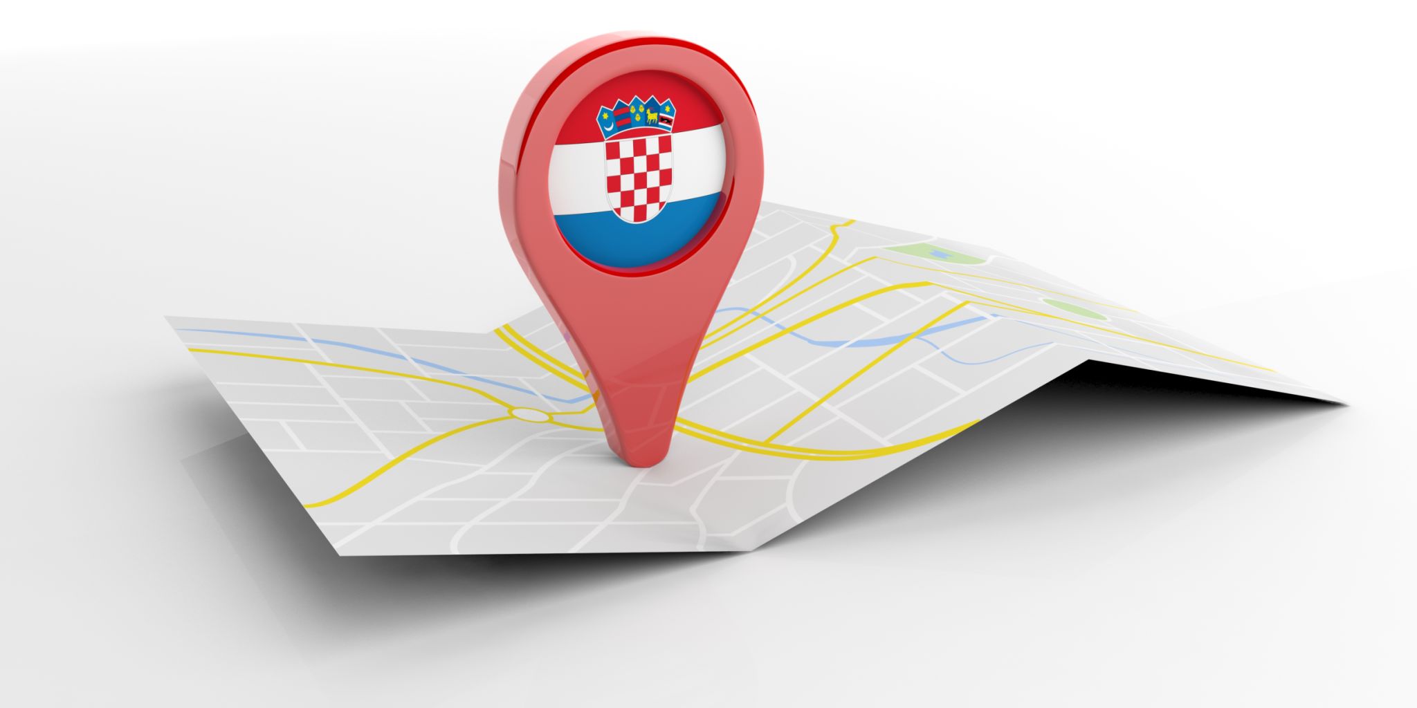 Croatia map pointer on white background. 3d illustration Croatia map pointer on white background. 3d illustration