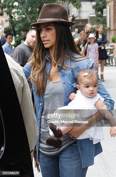 Camila Alves and daughter Vida McConaughey sighting in Tibeca on June 16, 2010 in New York.