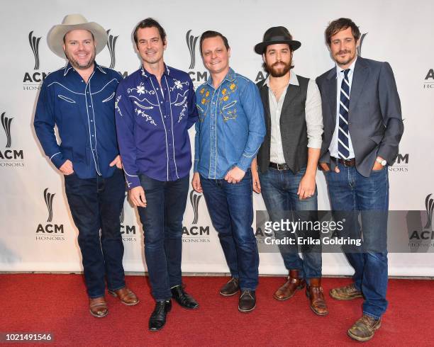 Critter Fuqua, Ketch Secor, Morgan Jahnig, Joe Andrews and Cory Younts of Old Crow Medicine Show attend the 12th Annual ACM Honors at Ryman...
