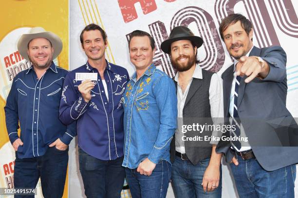 Critter Fuqua, Ketch Secor, Morgan Jahnig, Joe Andrews and Cory Younts of Old Crow Medicine Show attend the 12th Annual ACM Honors at Ryman...
