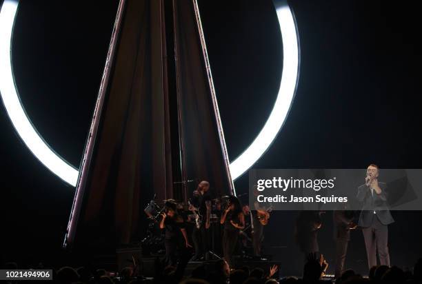 Singer Sam Smith performs at Sprint Center on August 18, 2018 in Kansas City, Missouri.