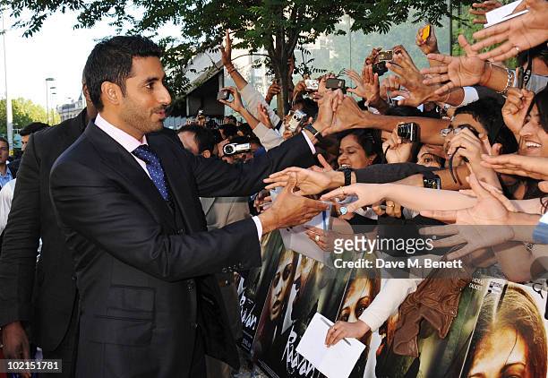 Abhishek Bachchan attends the World film premiere of 'Raavan', at the BFI Southbank on June 16, 2010 in London, England.