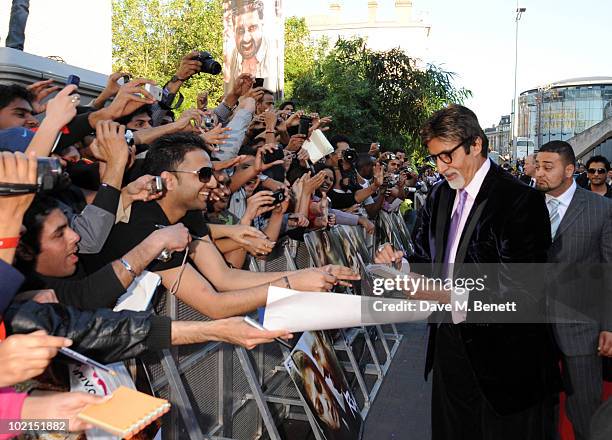 Amitabh Bachchan attends the World film premiere of 'Raavan', at the BFI Southbank on June 16, 2010 in London, England.