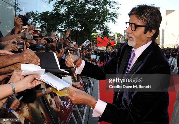 Amitabh Bachchan attends the World film premiere of 'Raavan', at the BFI Southbank on June 16, 2010 in London, England.