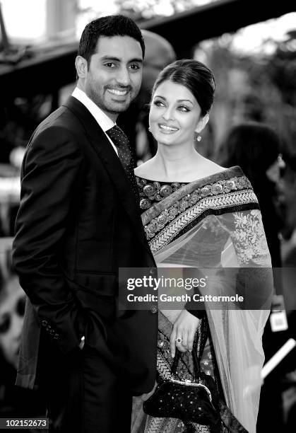 Abhishek Bachchan and Aishwarya Rai arrive at the World Premiere of "Raavan" at the BFI Southbank on June 16, 2010 in London, England.