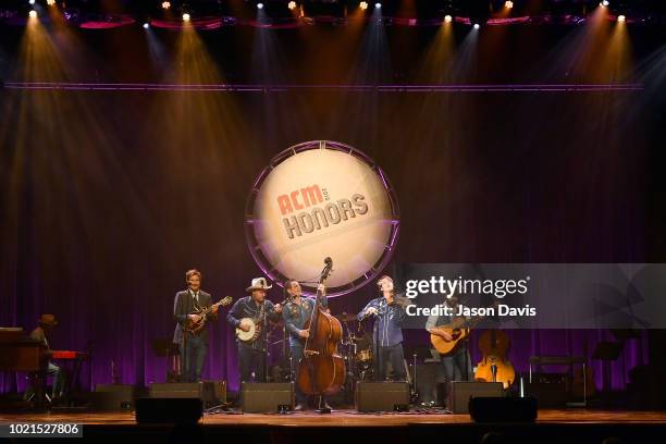 Critter Fuqua, Ketch Secor, Morgan Jahnig, Joe Andrews and Cory Younts of Old Crow Medicine Show perform onstage during the 12th Annual ACM Honors at...