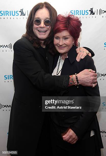 Musician Ozzy Osbourne and wife Sharon Osbourne promote "Scream" at the SIRIUS XM Studio on May 20, 2010 in New York City.