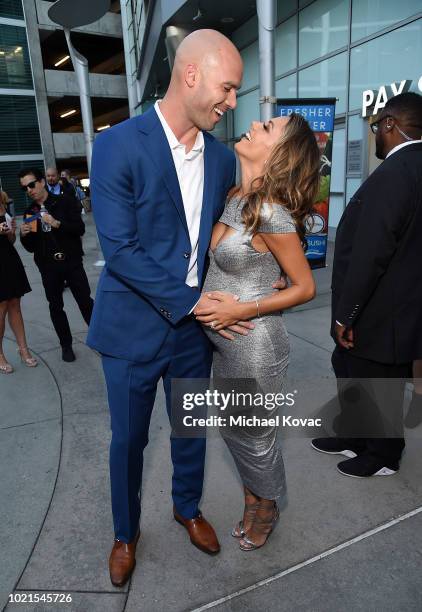 Actress Jana Kramer and Mike Caussin attend the Los Angeles Premiere of Support The Girls on August 22, 2018 in Los Angeles, California.