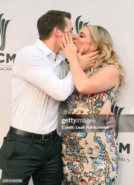 Alex Hopkins and fiancee Lauren Alaina attend the 12th Annual ACM Honors at Ryman Auditorium on August 22, 2018 in Nashville, Tennessee.