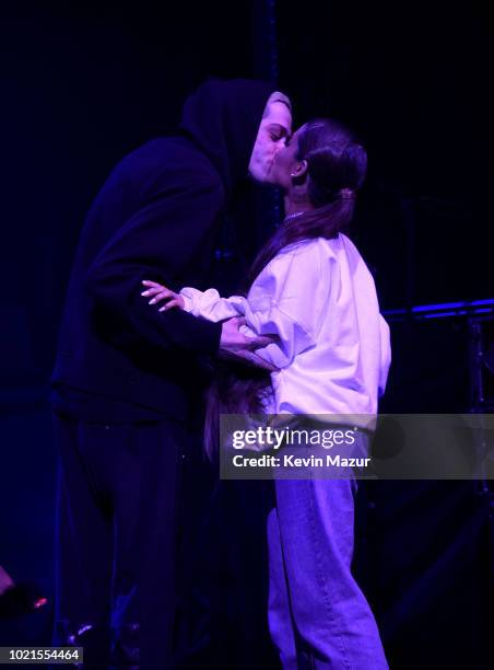 Pete Davidson and Ariana Grande at the American Express And Ariana Grande Present "The Sweetener Sessions" At Chicago's The Vic at The Vic Theater on...