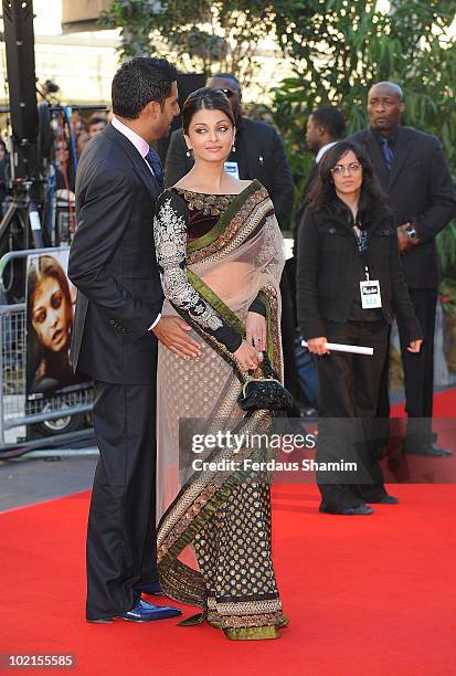 Abhishek Bachchan and Aishwarya Rai Bachchan attend the World Premiere of "Raavan" at BFI Southbank on June 16, 2010 in London, England.