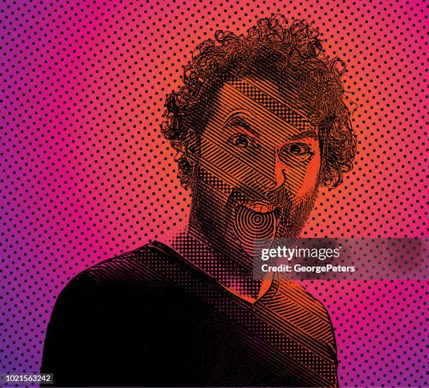 young man with a crazy expression - eccentric stock illustrations