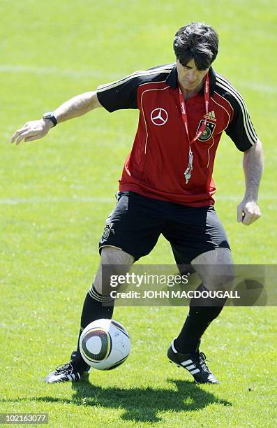 Germany's head coach Joachim Loew takes part in a training session of the German football team in Appiano, near the north Italian city of Bolzano May...