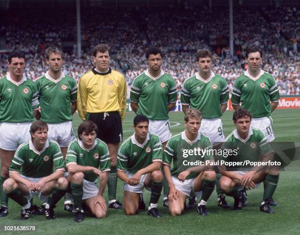 Republic of Ireland line up for a group photo before the UEFA Euro 88 Group 2 match between England and the Republic of Ireland at the Neckarstadion...