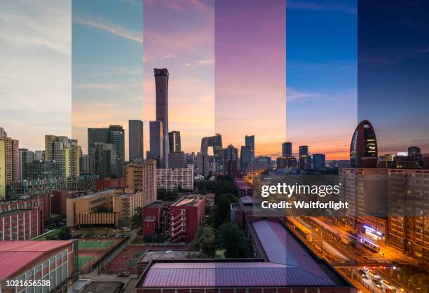 beijing skyline from day to night - time of day stock pictures, royalty-free photos & images