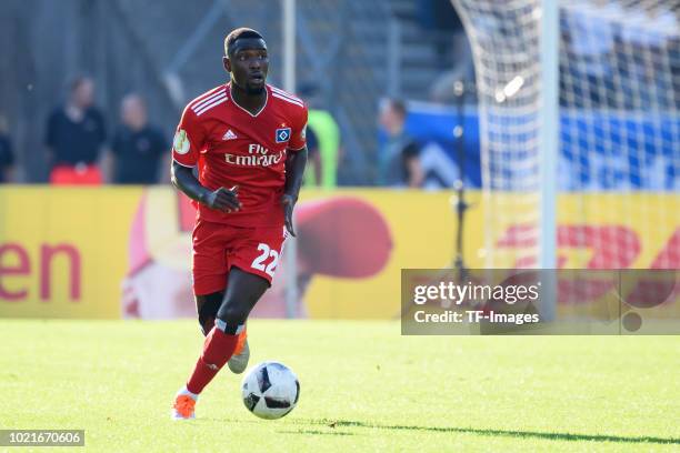 Stephan Ambrosius of Hamburger SV controls the ball during the DFB Cup first round match between TuS Erndtebrueck and Hamburger SV at Leimbachstadion...