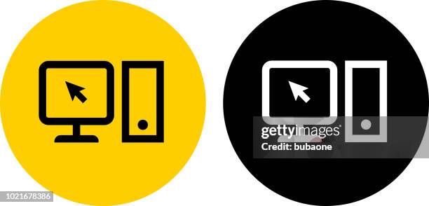 simple desktop computer icon - multiple computer screens white background stock illustrations
