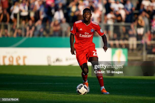 Stephan Ambrosius of Hamburger SV controls the ball during the DFB Cup first round match between TuS Erndtebrueck and Hamburger SV at Leimbachstadion...