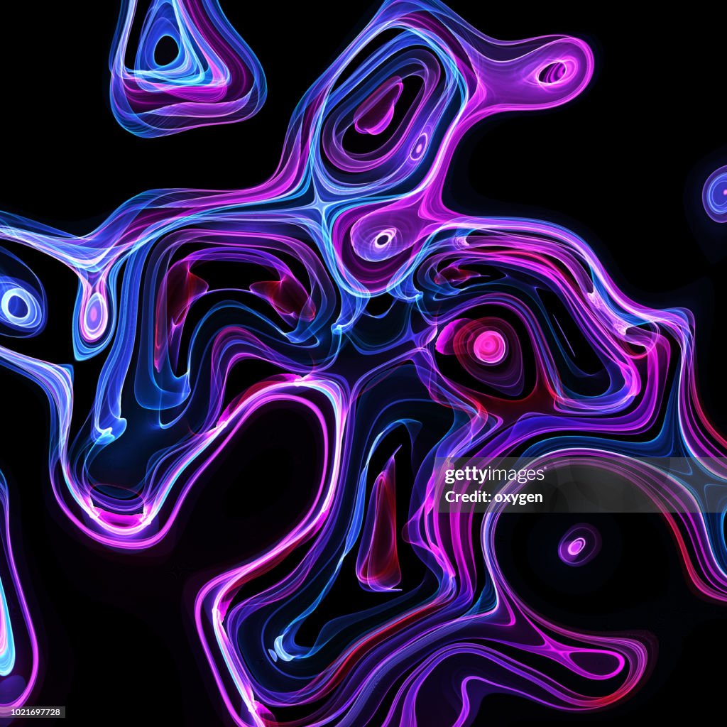 Abstract abstract morphing shapes on black background