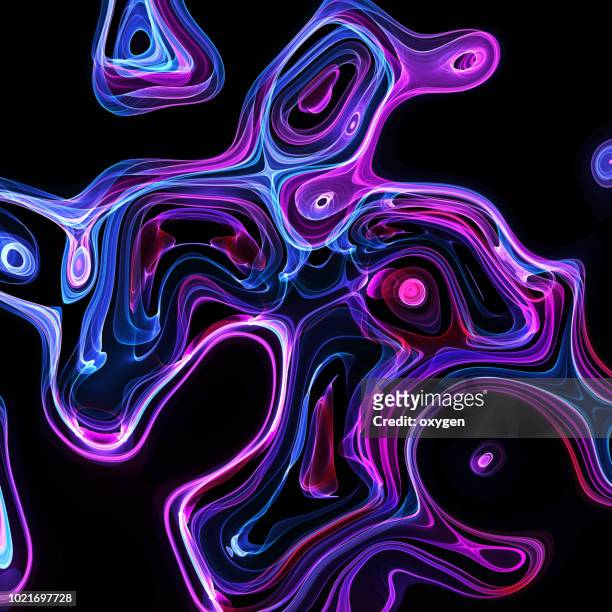abstract abstract morphing shapes on black background - protozoa stockfoto's en -beelden