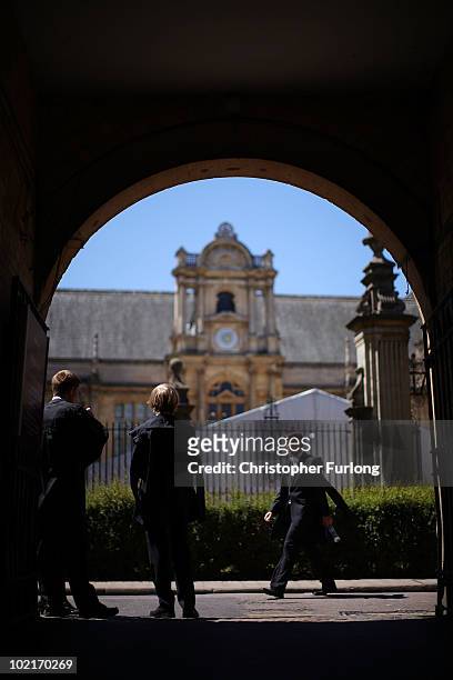 Oxford University students arrive at the Exam Schools building to take examinations on June 17, 2010 in Oxford, England. During June almost twelve...