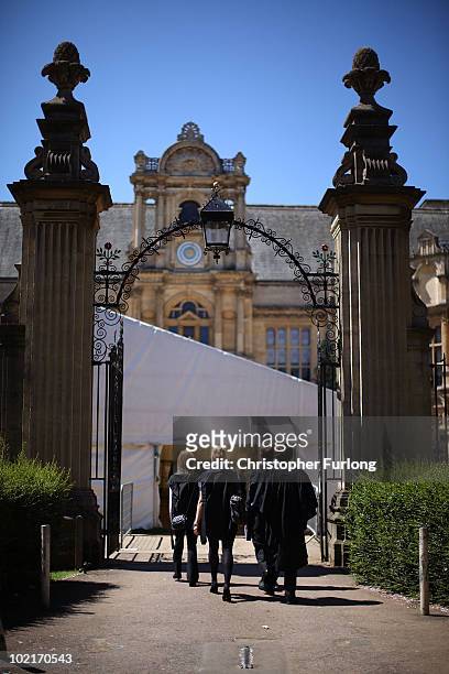 Oxford University students arrive at the Exam Schools building to take examinations on June 17, 2010 in Oxford, England. During June almost twelve...