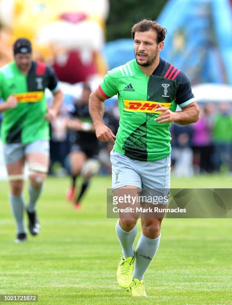 Danny Care of Harlequins in action during the Famous Grouse Pre-Season Challenge between Glasgow Warriors and Harlequins at the North Inch Ground on...