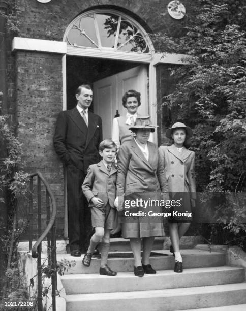 Married British actors Michael Redgrave and Rachel Kempson see off their children Corin, and Vanessa, as they go to church with their nanny, 31st...