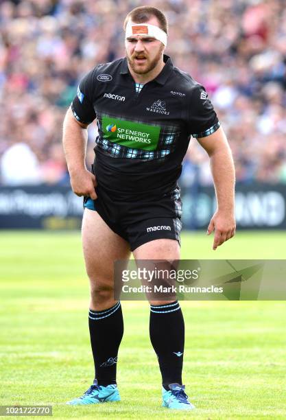 Darcy Rae of Glasgow Warriors in action during the Famous Grouse Pre-Season Challenge between Glasgow Warriors and Harlequins at the North Inch...