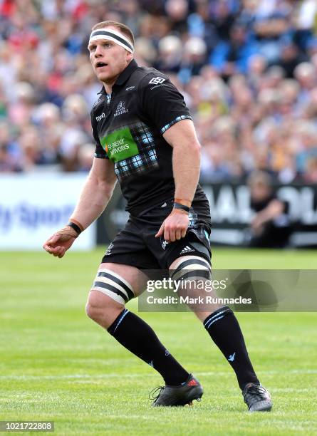 Chris Fusaro of Glasgow Warriors in action during the Famous Grouse Pre-Season Challenge between Glasgow Warriors and Harlequins at the North Inch...