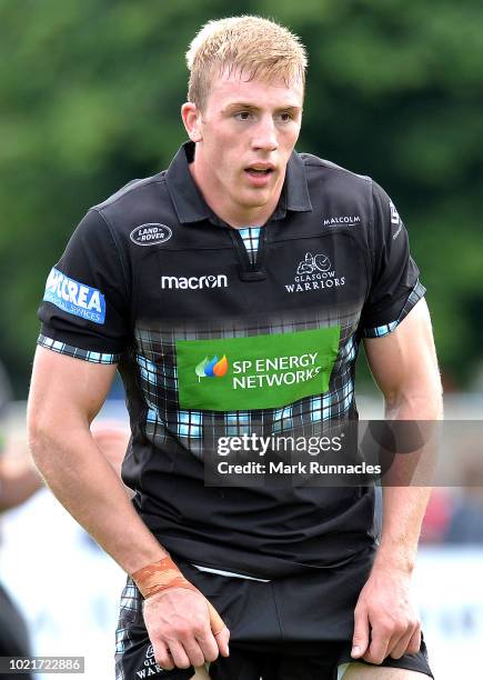 Bruce Flockheart of Glasgow Warriors in action during the Famous Grouse Pre-Season Challenge between Glasgow Warriors and Harlequins at the North...