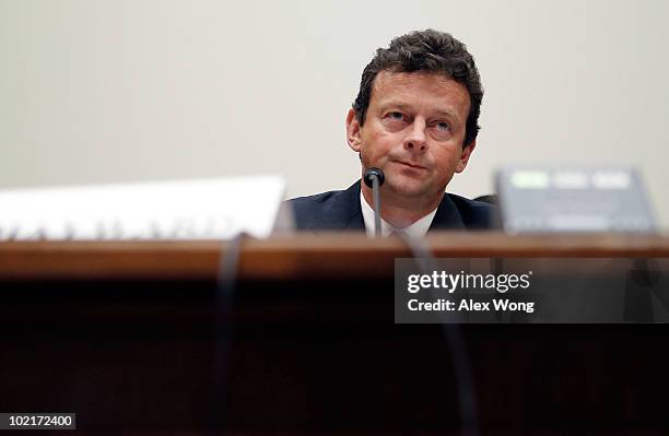 Chief Executive Tony Hayward testifies before the Oversight and Investigations Subcommittee during a hearing on "The Role Of BP In The Deepwater...