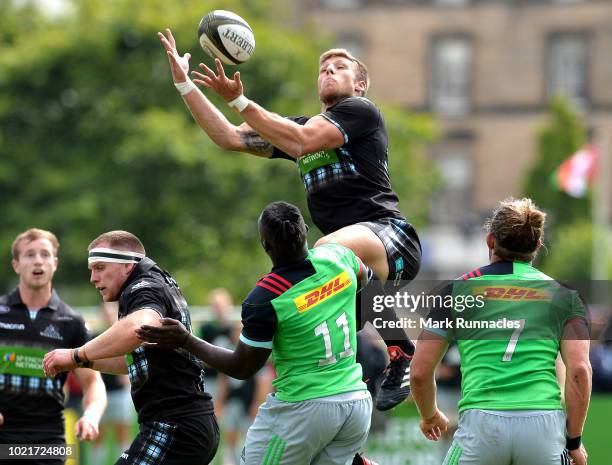 Robbie Nairn of Glasgow Warriors in action during the Famous Grouse Pre-Season Challenge between Glasgow Warriors and Harlequins at the North Inch...