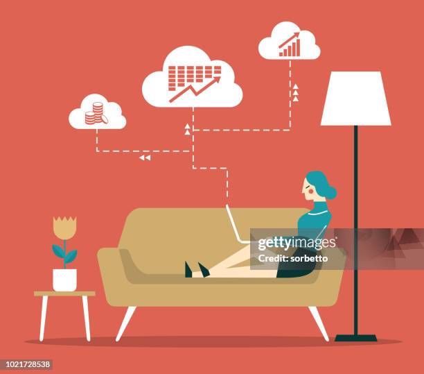 businesswoman - homeoffice - work from home stock illustrations