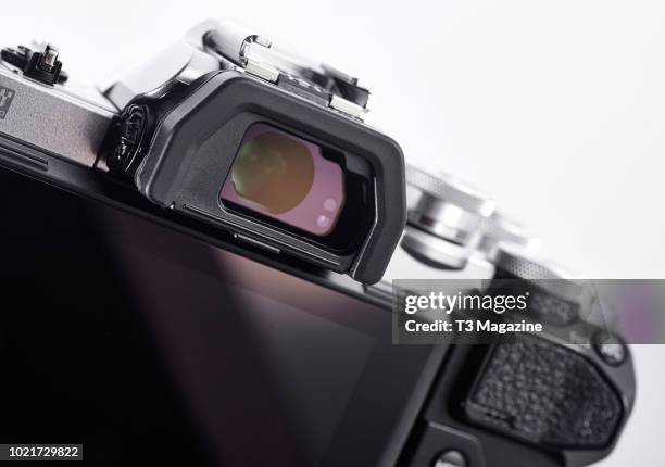 Detail of the viewfinder on an Olympus O-MD E-M10 Mk III mirrorless digital camera, taken on November 20, 2017.