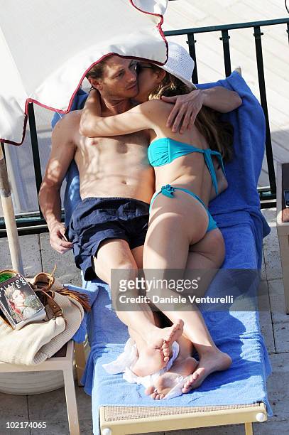 Giorgio Pasotti and Nicoletta Romanoff sighting on June 17, 2010 in Taormina, Italy.