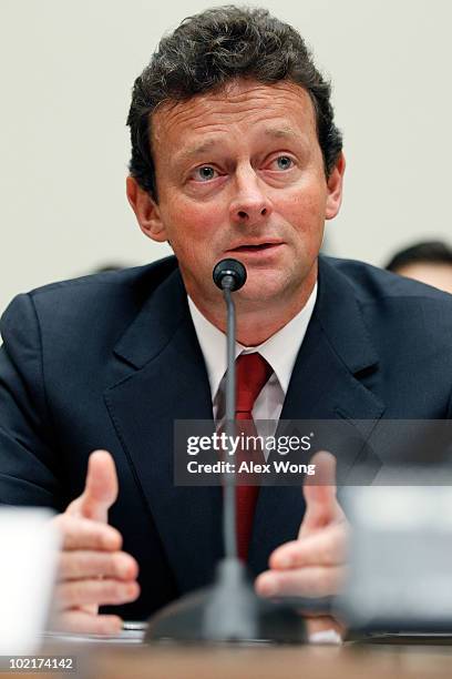 Chief Executive Tony Hayward testifies before the Oversight and Investigations Subcommittee during a hearing on the Deepwater Horizon explosion and...