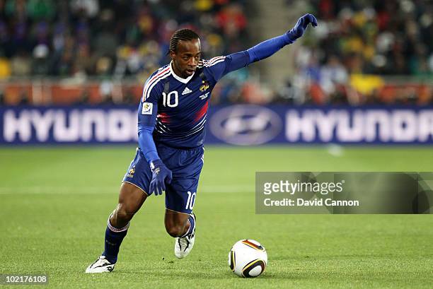 Sidney Govou of France in action during the 2010 FIFA World Cup South Africa Group A match between France and Mexico at the Peter Mokaba Stadium on...