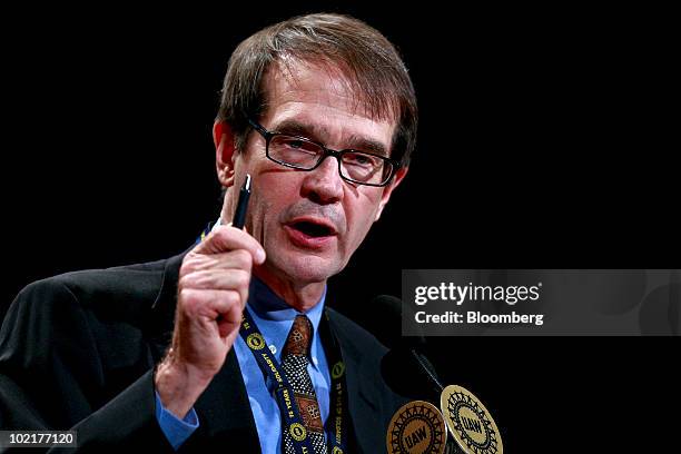 Bob King, the new president of the United Auto Workers union , addresses the UAW 35th Constitutional Convention at Cobo Hall in Detroit, Michigan,...