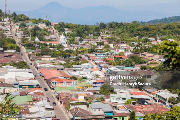 aerial panorama of concepcion de ataco - san salvador stock pictures, royalty-free photos & images